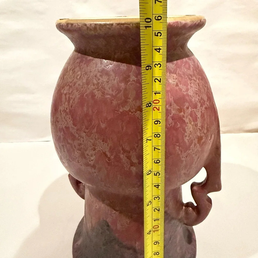 Antique Roseville Carnelian II 317-10 Rose Drip Glaze Handled Vase w/ OG Sticker